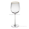 best price ribbed wine glass with gold rim